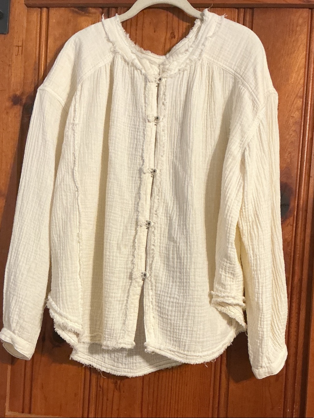 We The Free Cream Lightweight Gauze Button-Down Shirt